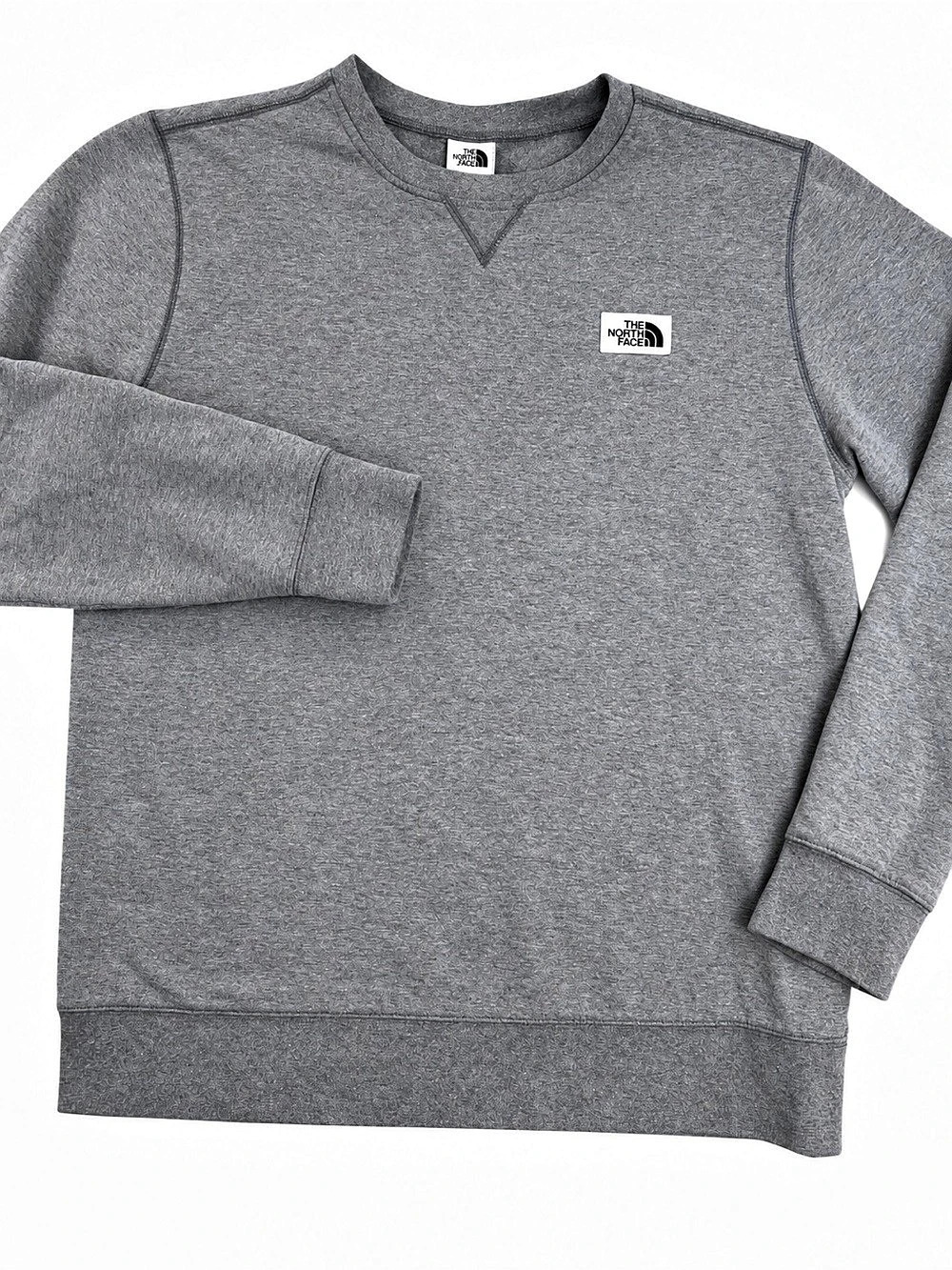 The North Face Men’s Large Gray Crewneck Sweatshirt Logo Patch Fleece Pullover - Picture 2 of 12